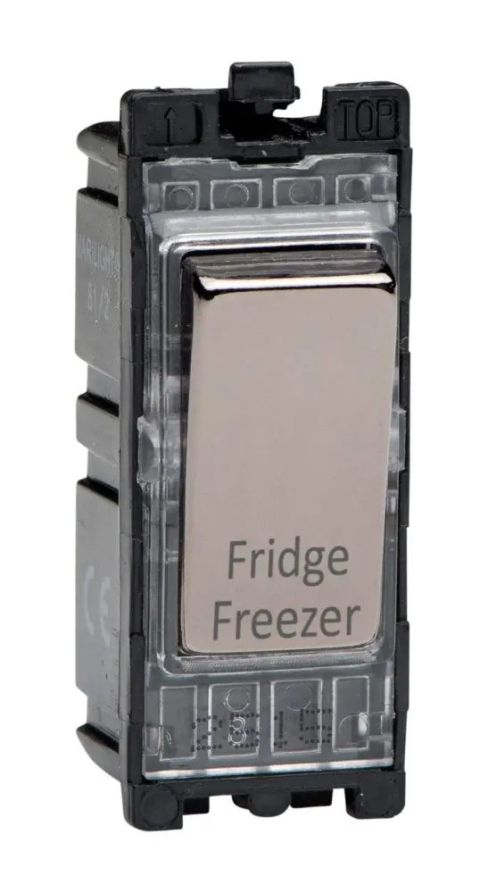 Varilight Iridium Black Powergrid Carved design Module 20 Amp 1-Way Double Pole Switch 'Fridge Freezer'