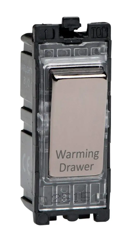 Varilight Iridium Black Powergrid Engraved 20 Amp 1-Way Duplicate Pole Switch 'Warming Drawer'