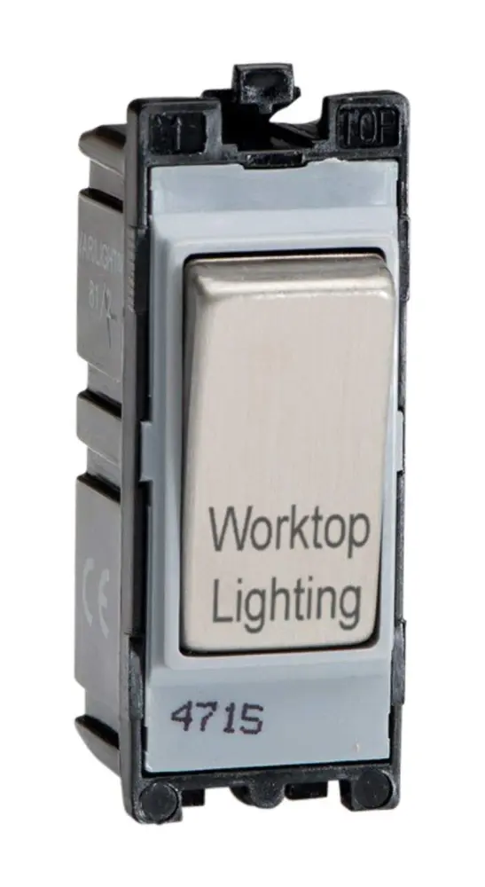Varilight Soft-touch Steel Powergrid Engraved Module 20 Amp 1-Way Double Pole Switch 'Worktop Lighting' Compatible Google ...