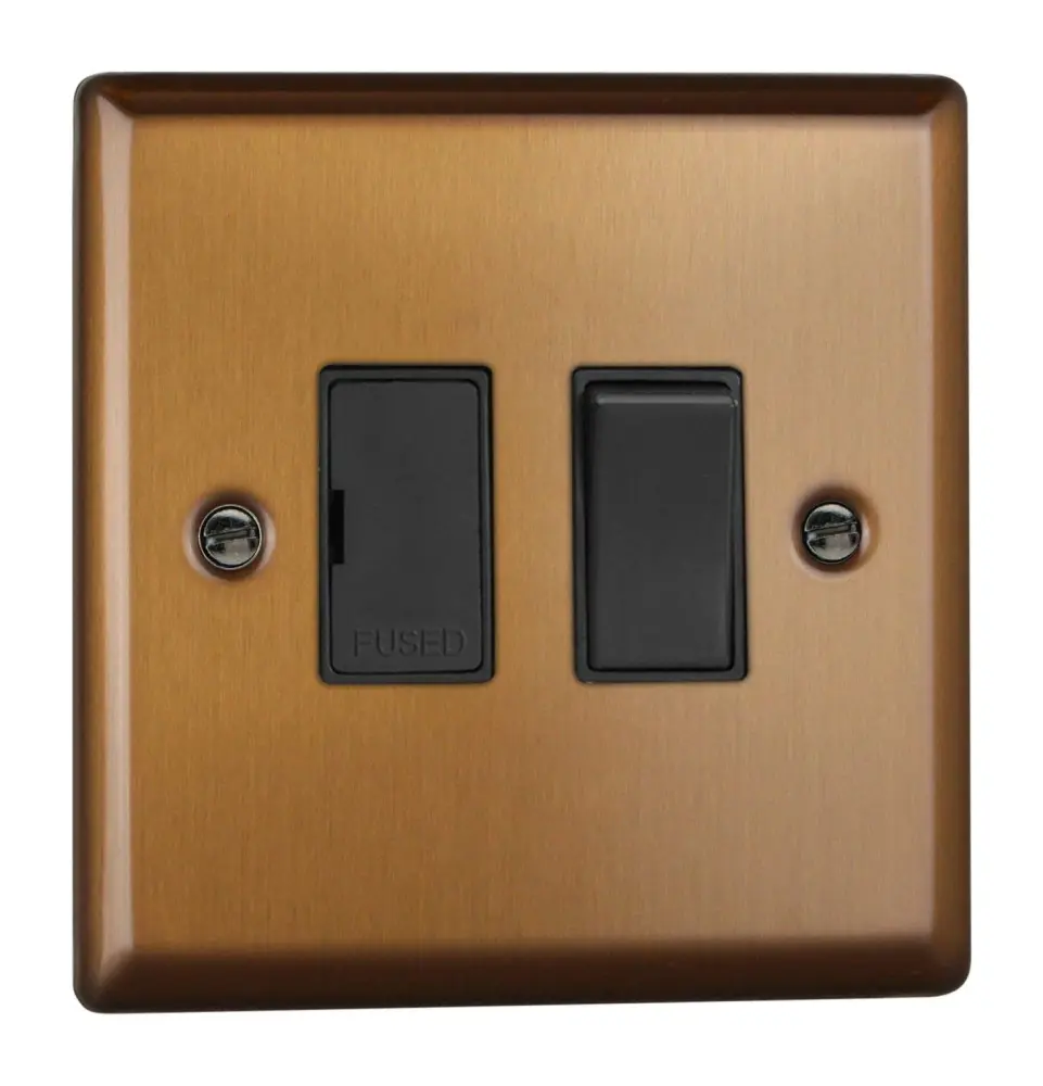Varilight Urban Brushed Copper-brown 1-Gang Switched 13 Amp Fused Spur