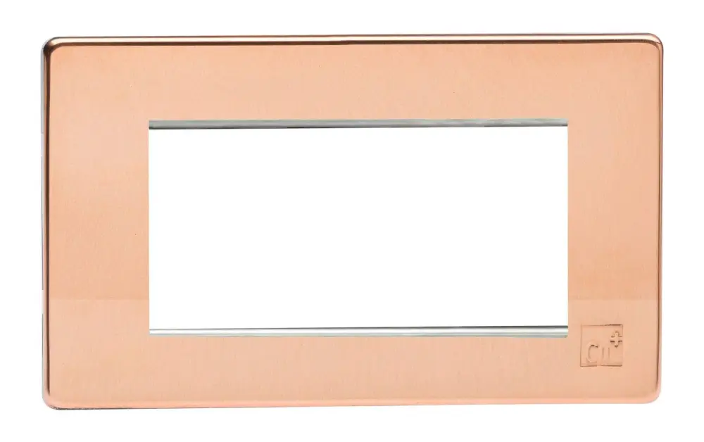 Varilight XDYG4S.AC Screwless Antimicrobial Red metal DataGrid Twin Plate (4 Grid Spaces)