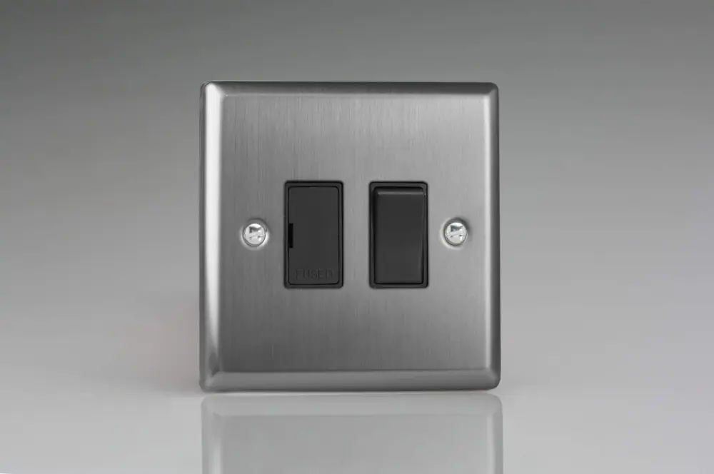 Varilight XT6B Traditional Brushed Steel 1-Gang 13A Switched Fused Spur