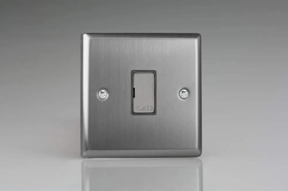 Varilight XT6UD Retro Brushed Steel 1-Gang 13A Unswitched Fused Spur
