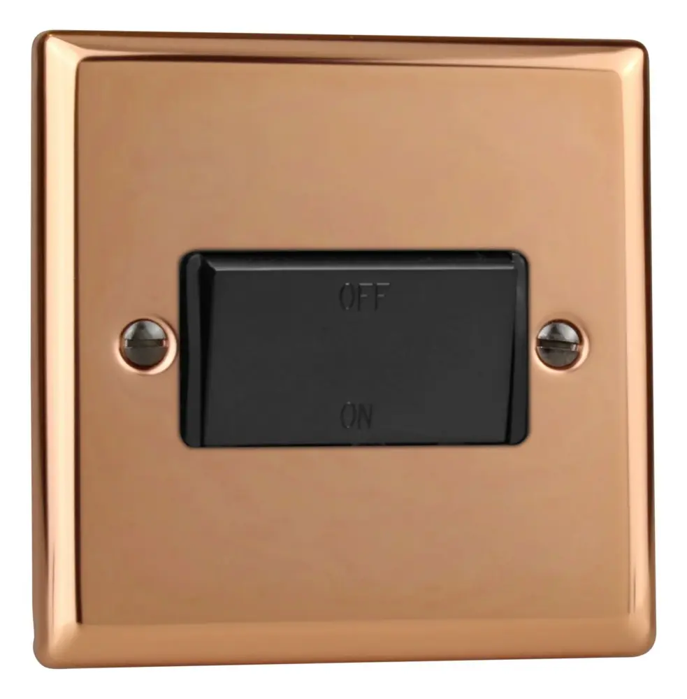 Varilight XYFIB.CU Fan Isolator Switch 3 Pole 10 Amp Shiny Copper (Black Inserts)