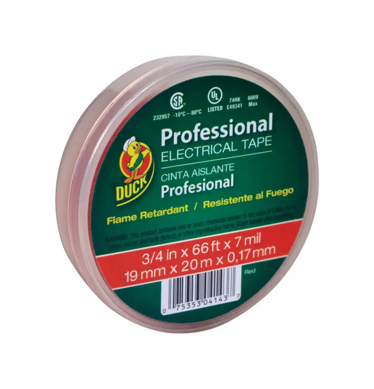 Duck 3/4-Inch W x 66-Ft L Red Vinyl Electrical Tape Pack 12 Insulation and Marking