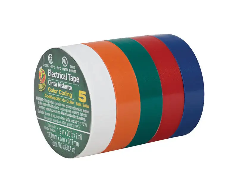Duck 1/2 . W x 20 ft. L Multicolored Vinyl Electrical Tape Pack 12