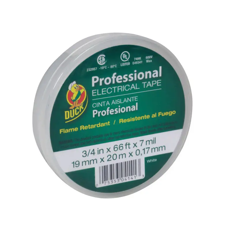 Duck 3/4 . W x 66 ft. L White Vinyl Electrical Tape Pack 12