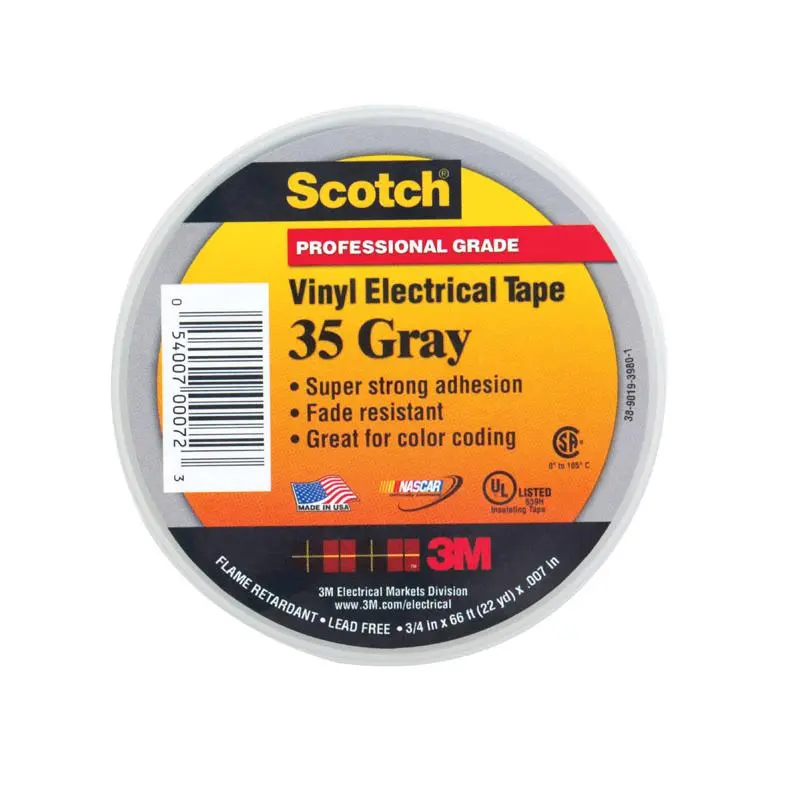Scotch 3/4 W x 66 ft L Gray Vinyl Electrical Tape Pack 10