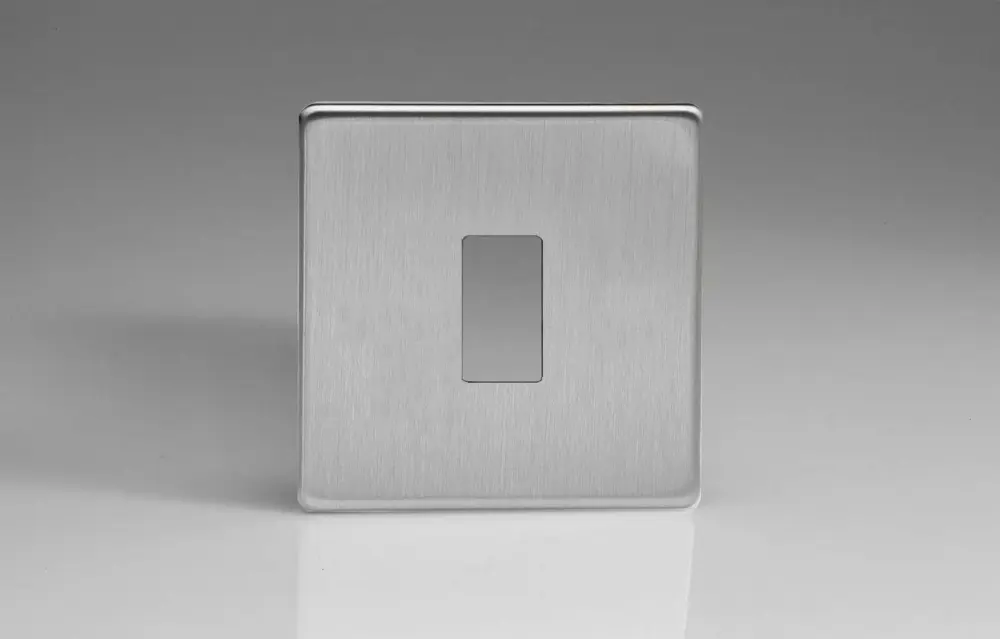 Varilight 1-Gang Screwless PowerGrid Plate Including Yoke (Single Plate) Matte Steel