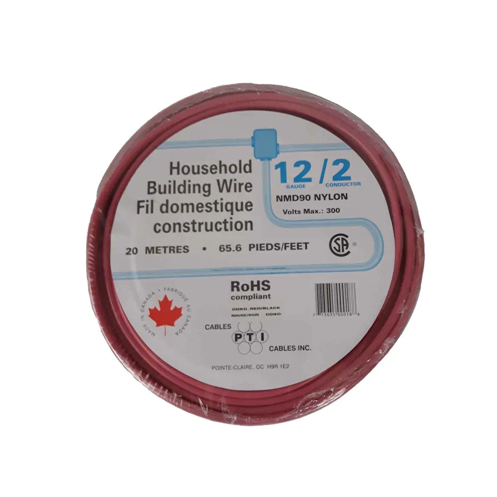 NMD90 12/2 Household Building Wire Cherry, 20 m