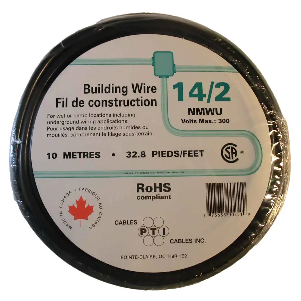 NMWU 14/2 Household Building Wire Jet-black, 10 m