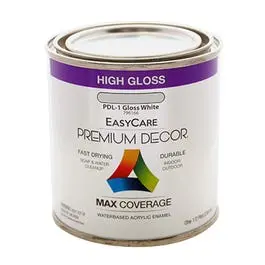 Premium Decor White Gloss Enamel Paint 1/2-Pint Small Projects EasyCare