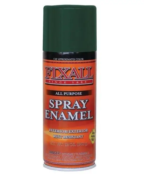 Fixall F1305 Enamel Spray Paint 12 Oz Aerosol Dark Green High Gloss Finish