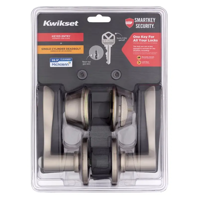 Kwikset 92420-063 SmartKey Security Entry Knob and Single Cylinder Deadbolt Enhanced Protection