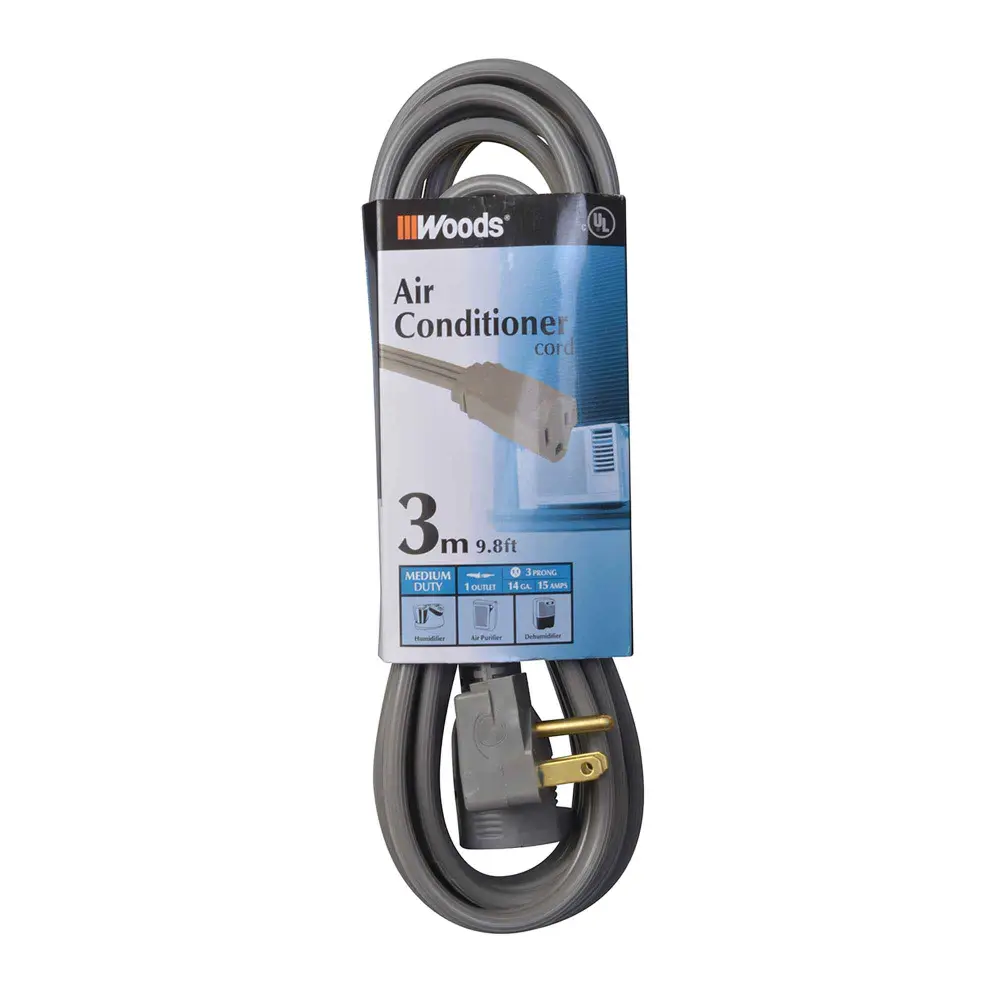 14/3 SPT-3 Extension Cord 3 m 1 Outlet, Grey (ETL Listed)