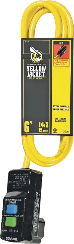 CCI 2879 Extension Cord, 6 ft Cable, 15 , 125 V, Sunshine