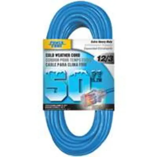 Power Zone ORCW511830 50-Foot 12/3 Extension Cord Glacier 15 Amp 125 Volt
