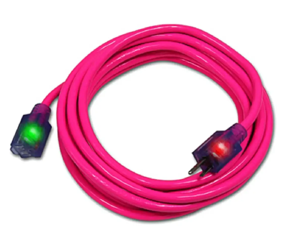 Pro Glo D17445025 Pink Extension Cord 25 Feet Heavy Duty Outdoor Power Cord