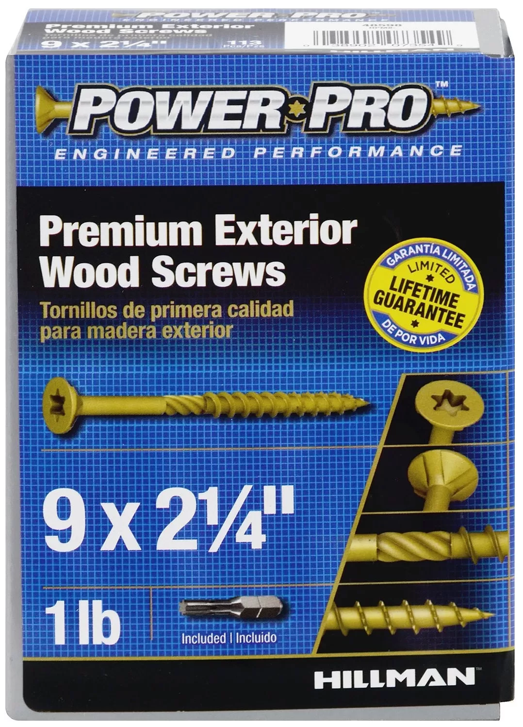 Hillman 48598 Power Pro Exterior All Purpose Screw 9 x 2-1/4 Inch