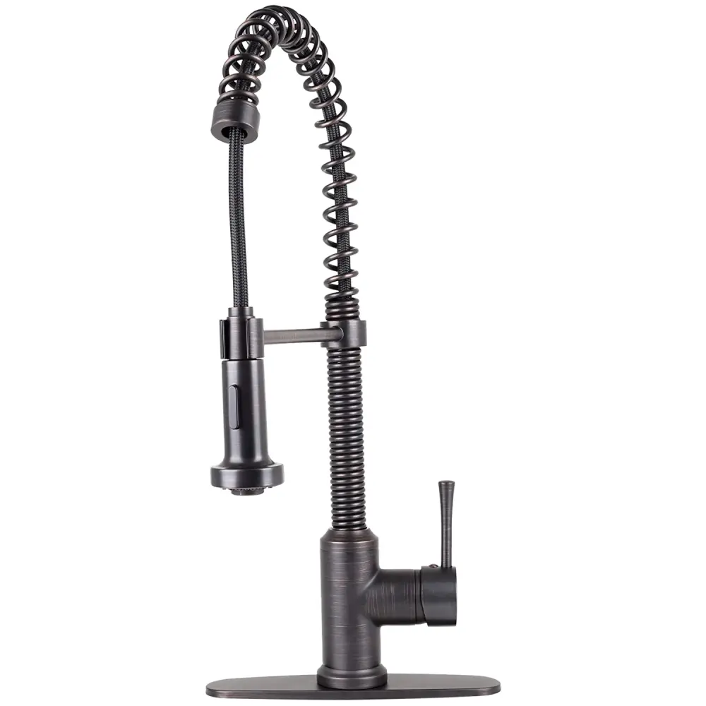 Fontaine Italia Residential Spring Faucet 2 Spray Heads and Deck Plate Oil Rubbed Warm finish Chrome