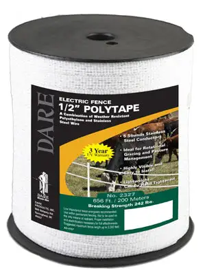 Dare Electric-Powered Tape 656 ft White Secure Fencing