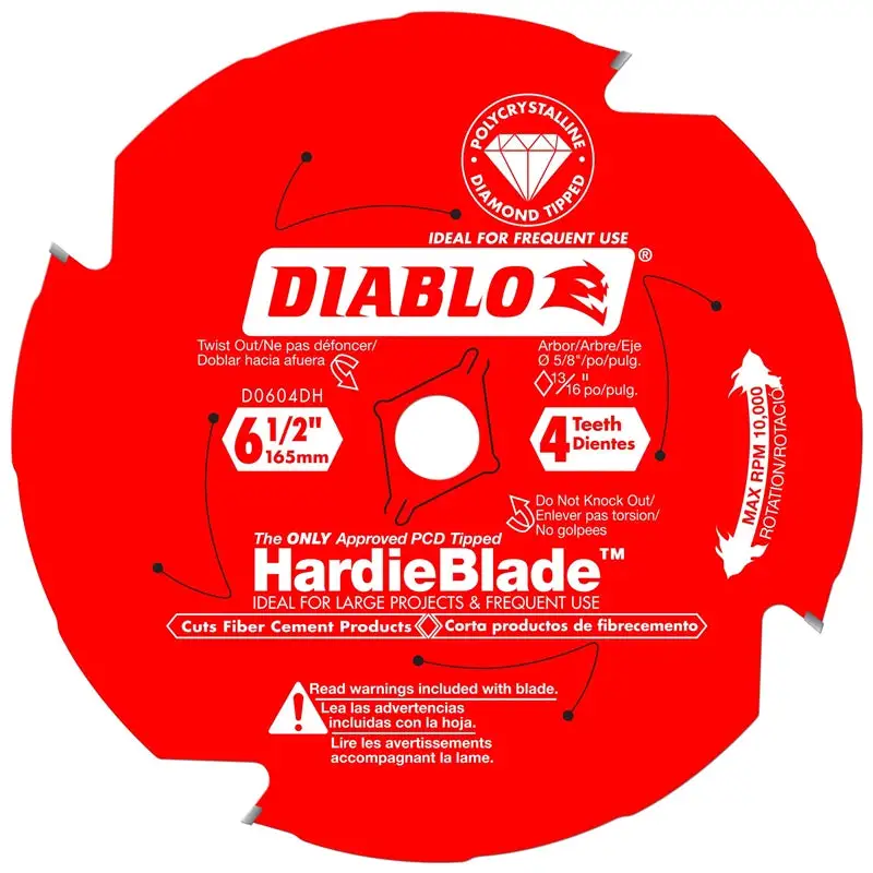 Diablo D0604DH HardieBlade Diamond Tipped TCG Fiber Cement Saw Blade 4 Tooth 6-1/2 Inch