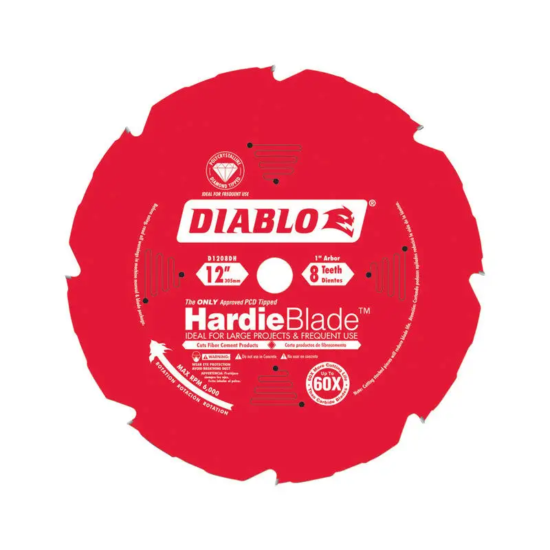 Diablo HardieBlade 12 . D X 1 . Polycrystalline Diamond Fiber Cement Blade 8 Teeth Fiber Cement Siding