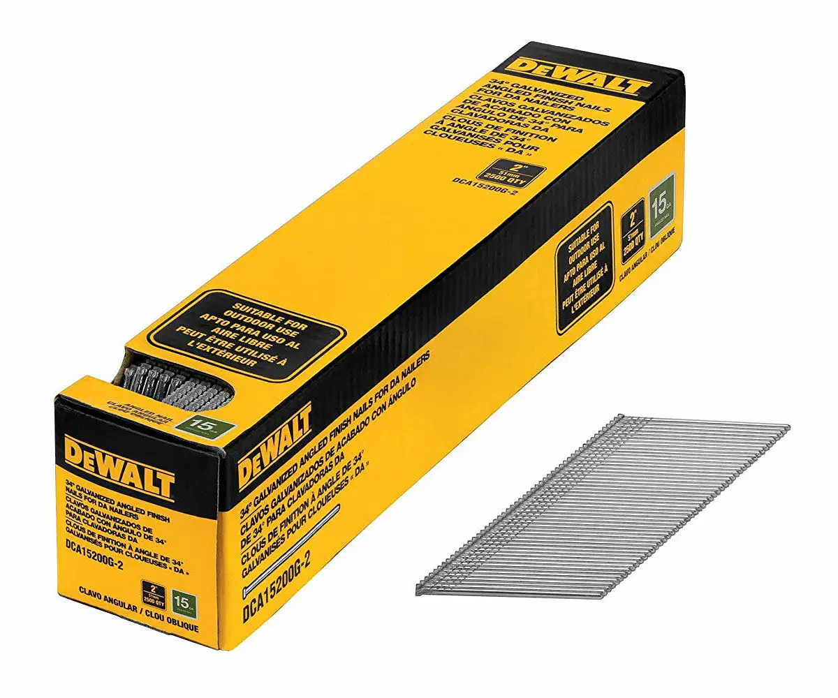 DeWalt DCA15250G-2 15-Gauge DA Angled Finish Nails Galvanized 2-1/2 Inch