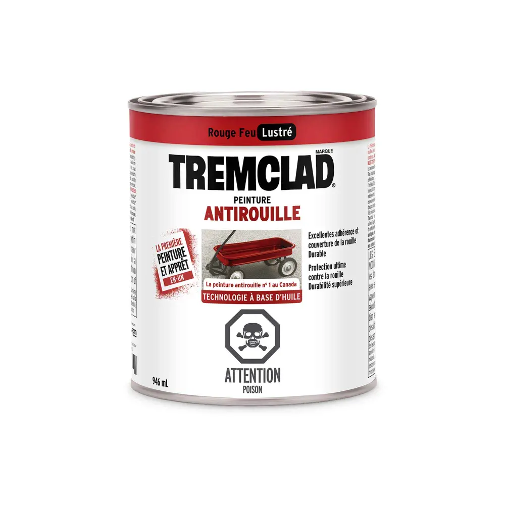 Tremclad Alkyd Rust Paint Gloss Fire Ruby, 946 ml