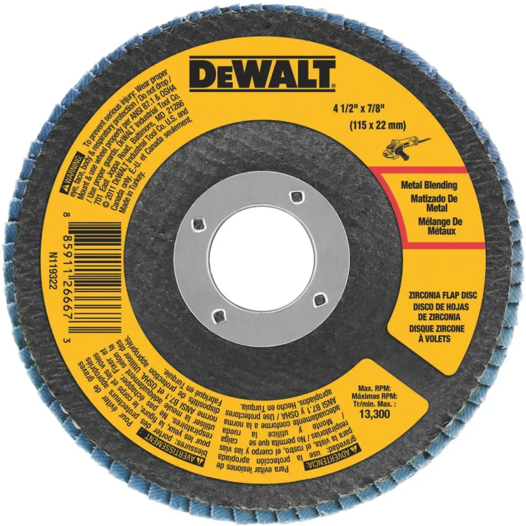 DeWalt 4-1/2 Inch 60-Grit Zirconia Angle Grinder Flap Disc Type 29 Metal Grinding