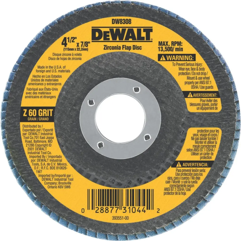 DeWalt 4-1/2-Inch 60-Grit Type 29 High Performance Zirconia Angle Grinder Flap Disc