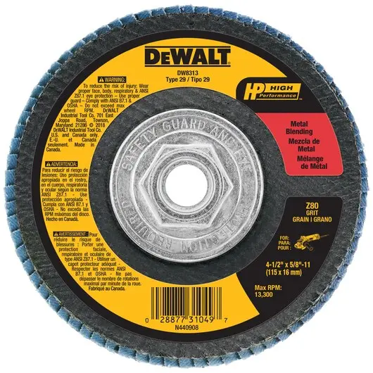 Dewalt HP Flap Discs Type 29 4-1/2-Inch 5/8-Inch-11 80 Grit