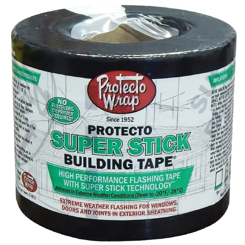 Protecto Wrap Super Stick Black Synthetic Flashing Tape 75 Feet x 6 Inches