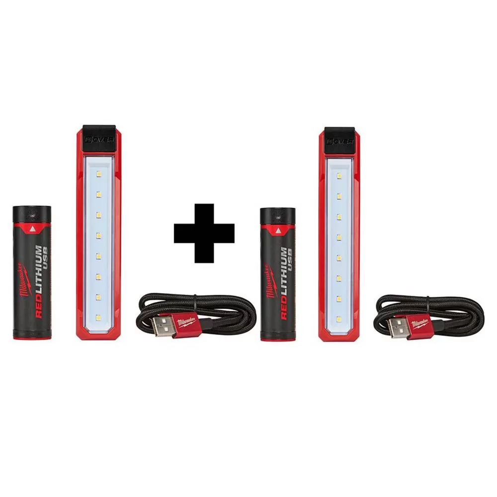Milwaukee 445 Lumens LED Rover Rechargeable Pocket Flood Light 2-Pack Double Coverage