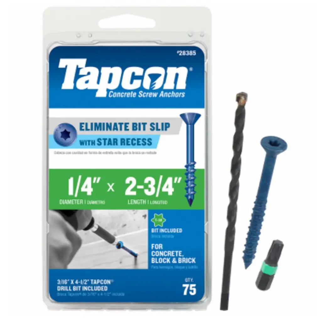 Tapcon 28385 Phillips Flat-Head Concrete Anchors 75-Count Secure Masonry Fastening