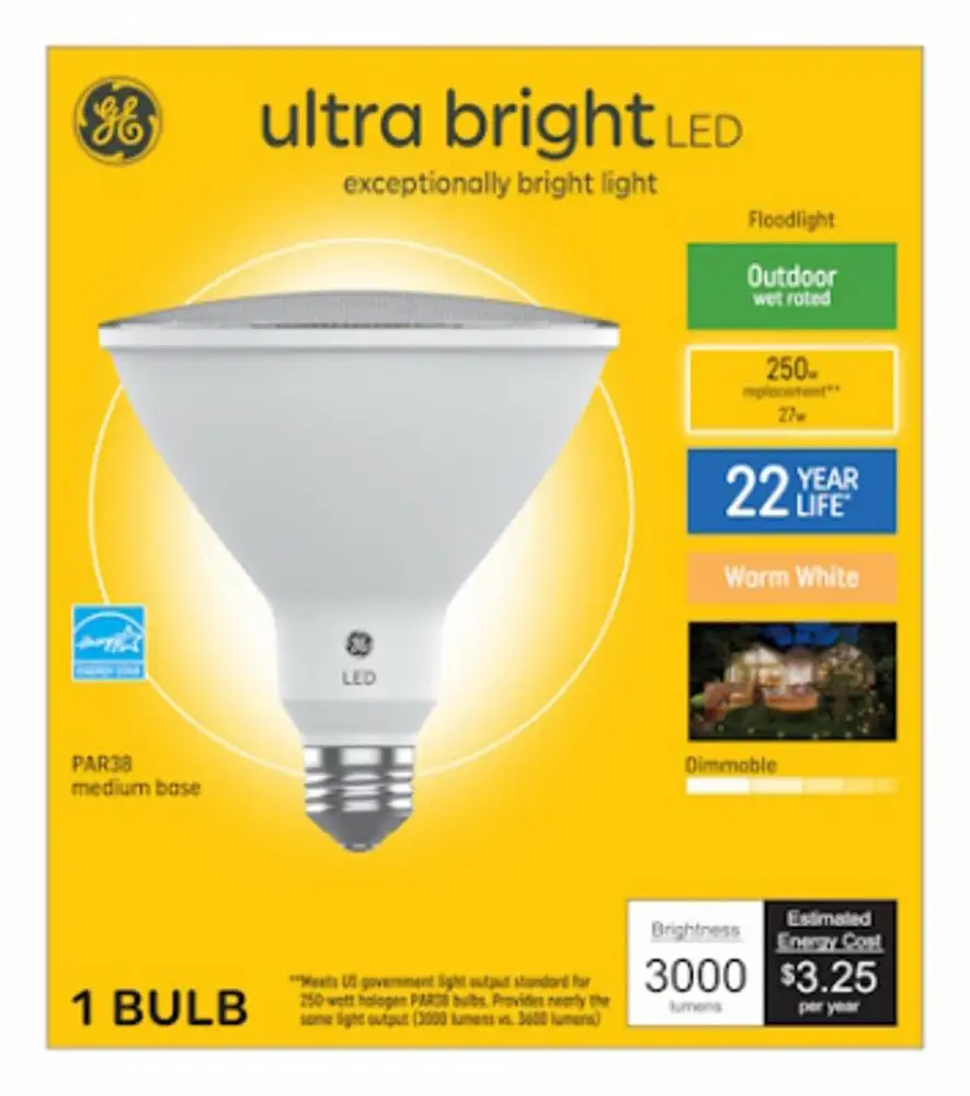 GE 93130531 LED Outdoor Floodlight Bulb 27 Watt Weather Resistant