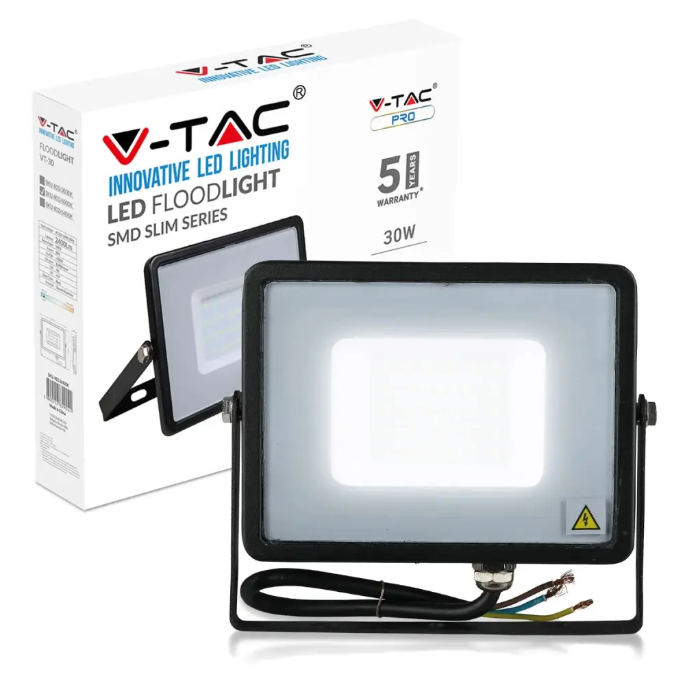 V-TAC LED Floodlight Outdoor 30W Flood Lights Outdoor | 2400 Lumens LED Work Light | Sealed IP65 | Day White 4000K LED Flo...