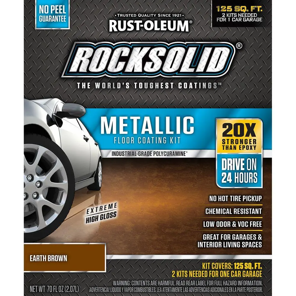 Rust-Oleum 286895 70 Oz RockSolid Metallic Floor Coating Kit Earth Brown