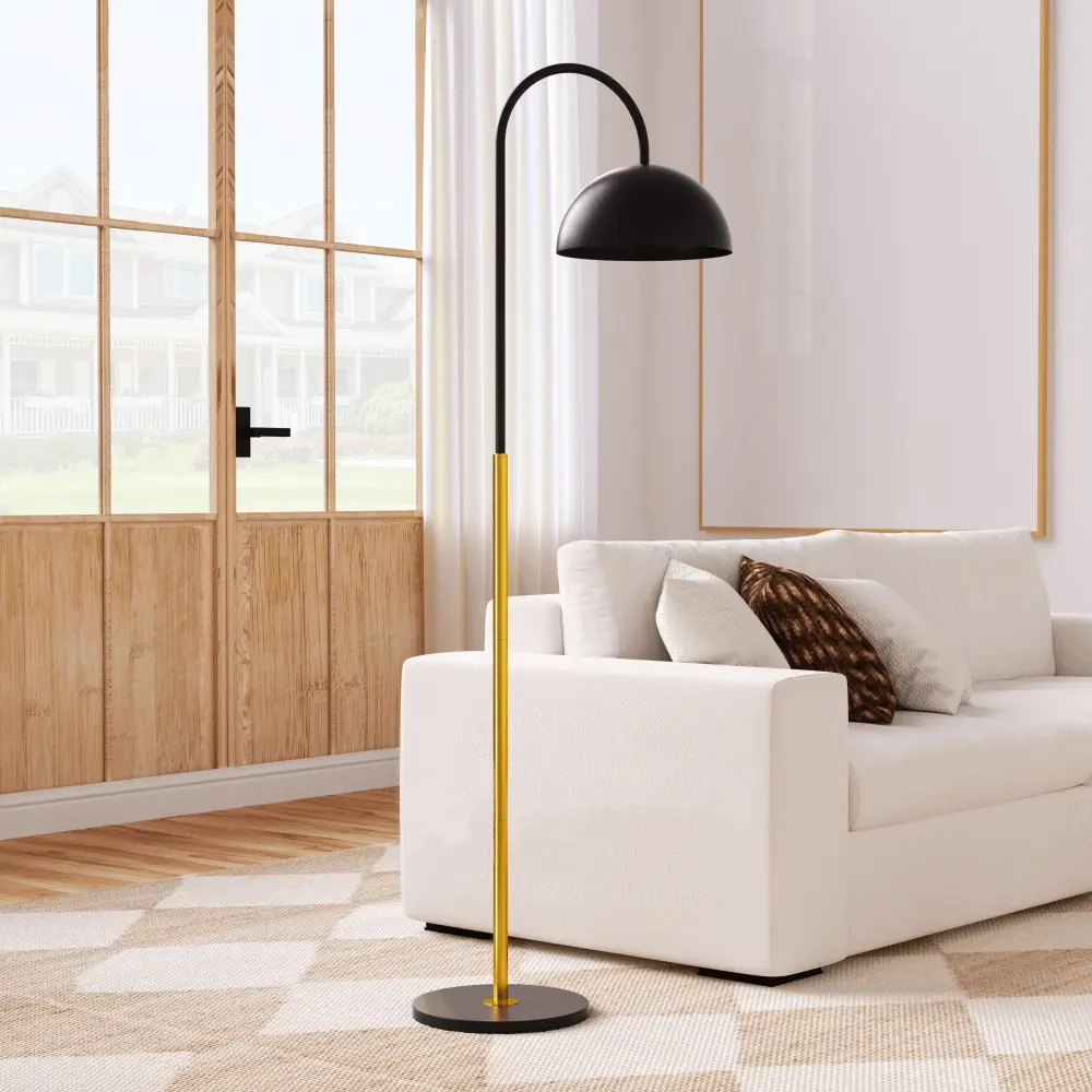 Flair 63.7" Onyx Metal And Marble Arched Floor Lamp #F260