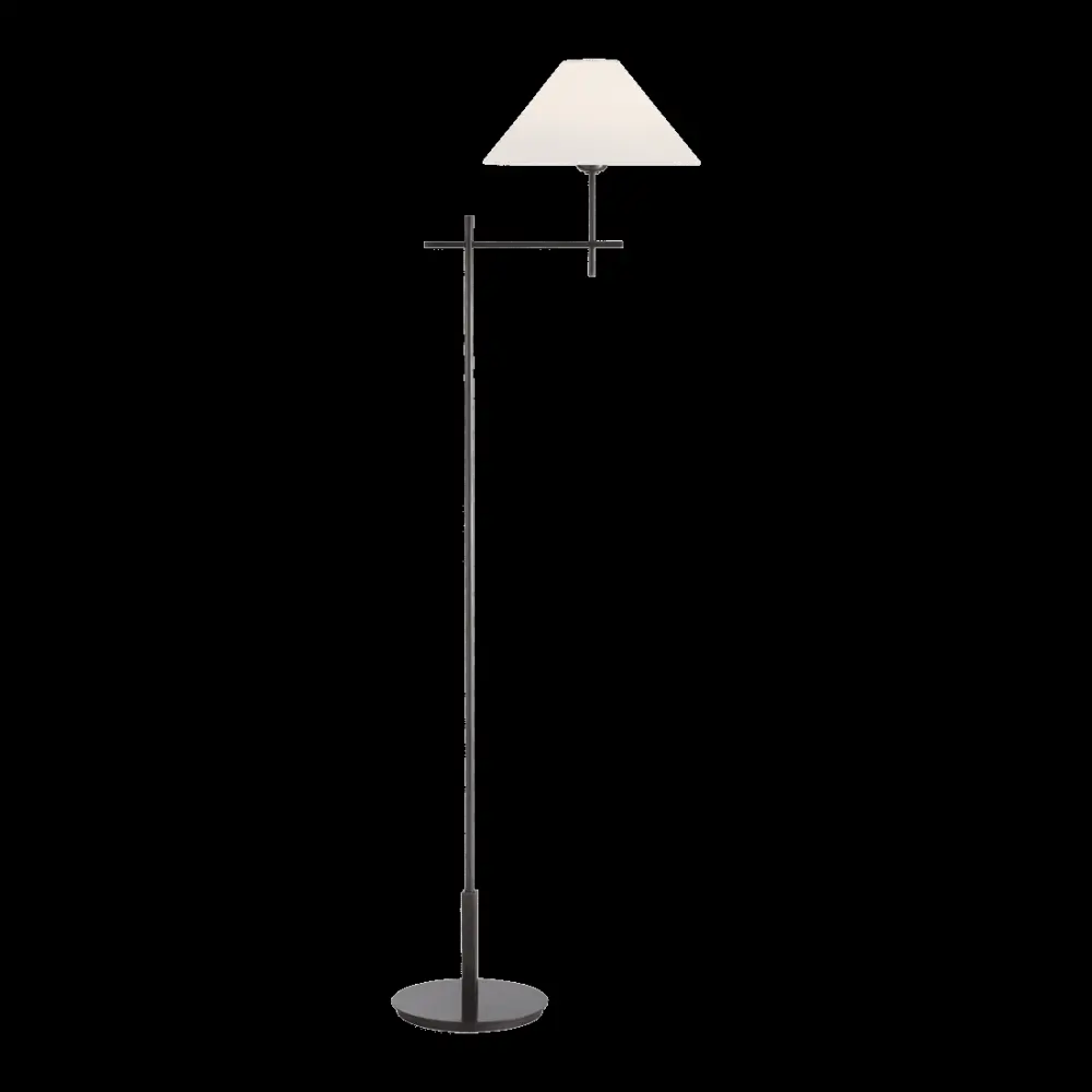Hackney Bridge Arm Floor Lamp - Bronze Flax Shade