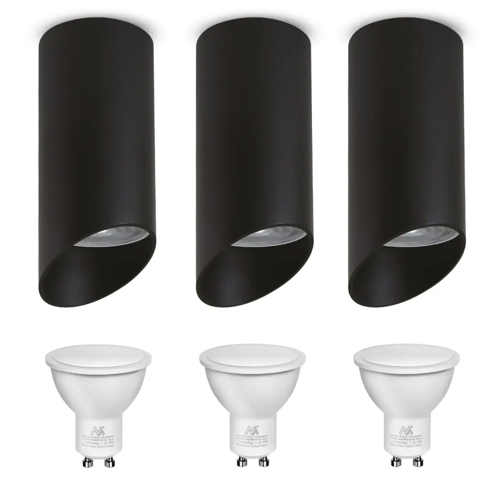 Maclean surface-mounted luminaire / tube, spot, round, aluminum, GU10, 55x130mm, midnight color, MCE360 B 3pcs + LED bulb ...