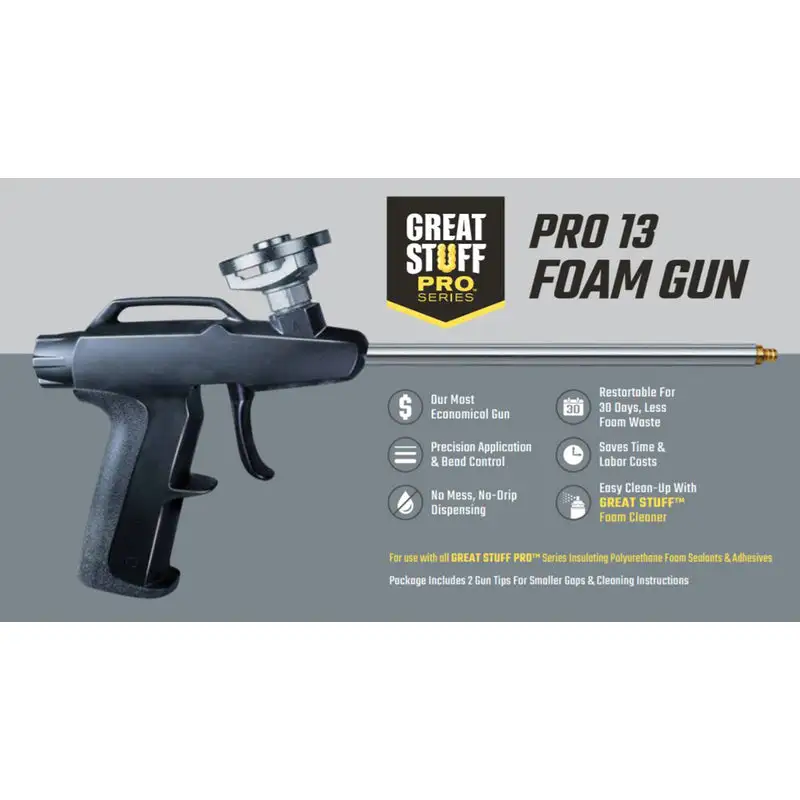 Great Stuff Pro Series Lightweight Metal Expanding Foam Foam Gun Professional Insulation Applications