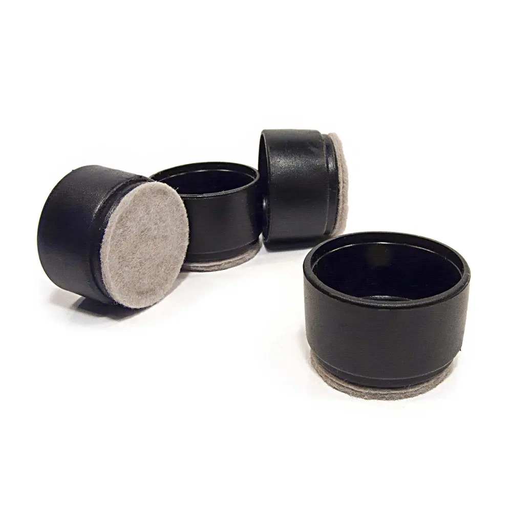 1-1/4'' Diameter Black and Beige Round Polymer Leg Tips, 4-Pack