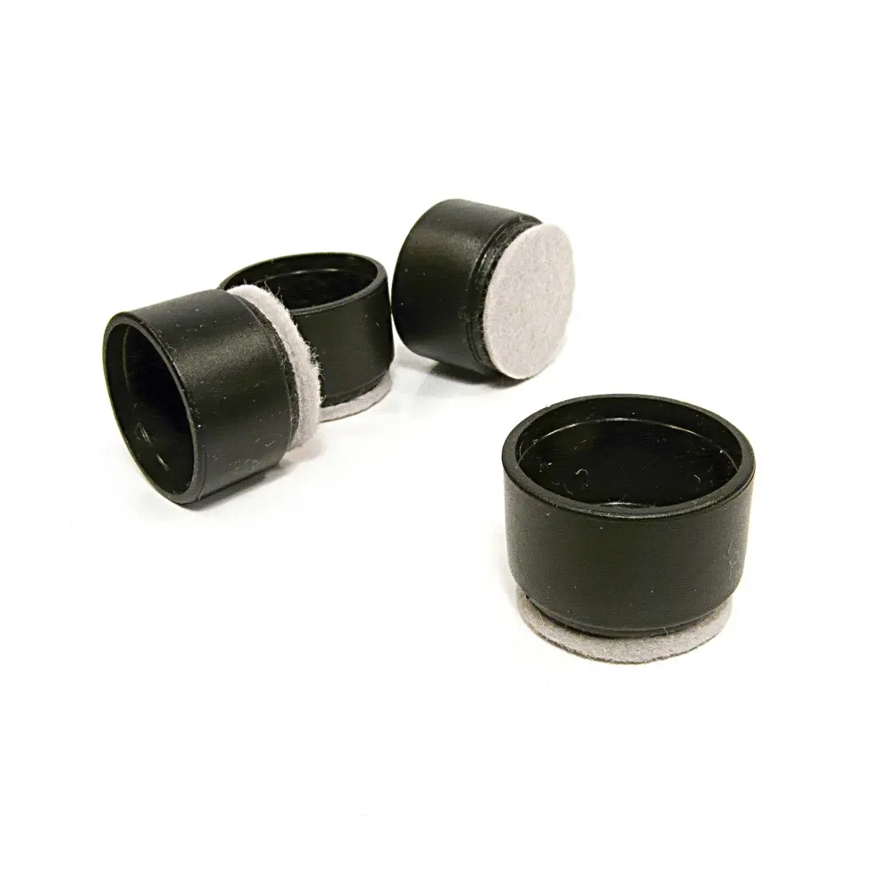 1'' Diameter Charcoal and Beige Round Plastic Leg Tips, 4-Pack