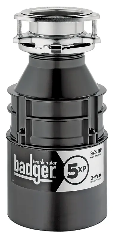 InSinkErator Badger Series 75993 Garbage Disposal, 26 oz Grinding Chamber, 3/4 hp Motor, 120 V, Metal
