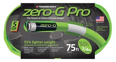 Teknor Apex Zero-G Pro 3/4 Inch D x 75 Ft L Commercial Grade Garden Hose