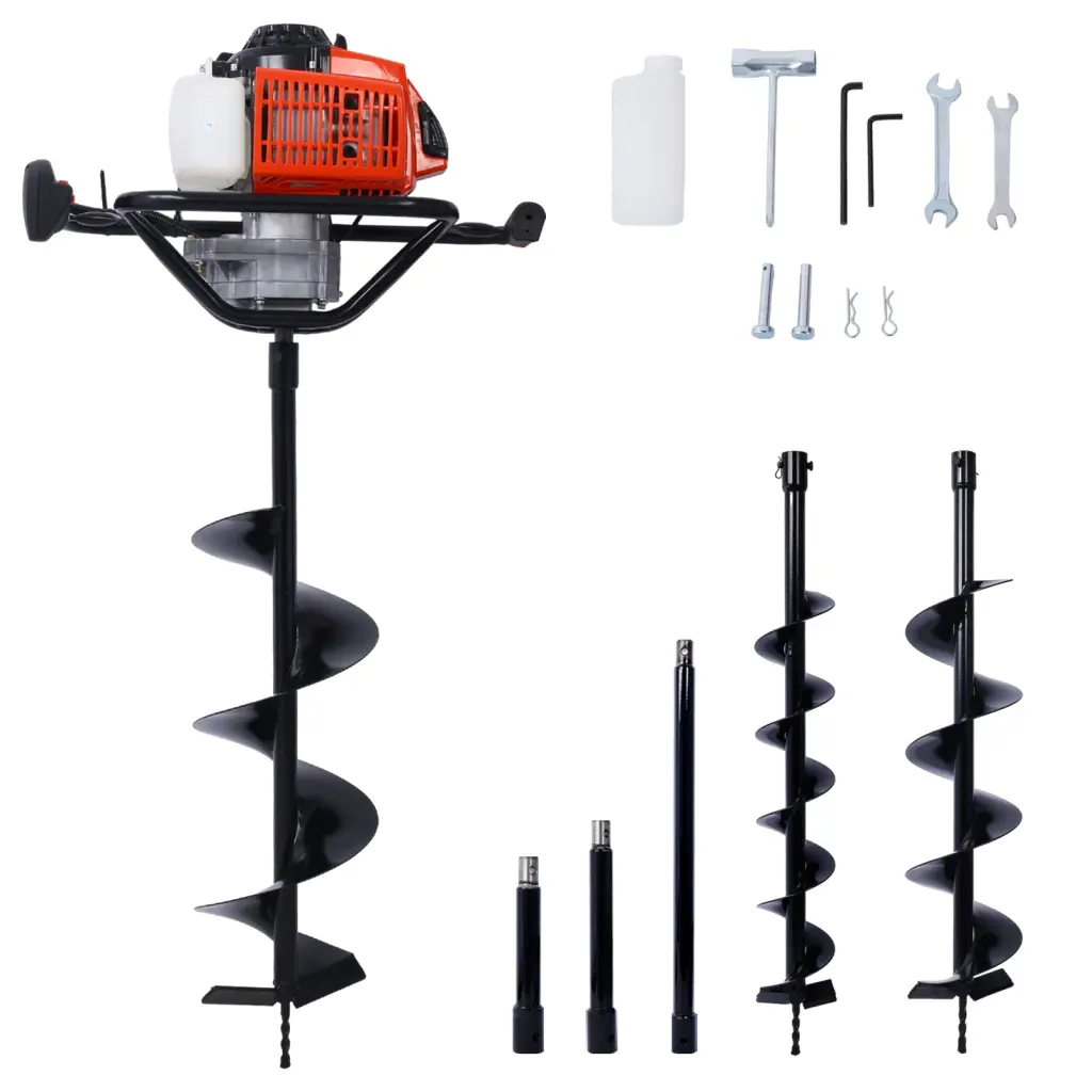 2.7Hp Post Hole Digger 63Cc Gas Powered 2 Stroke Auger Digging Drill Set g-h