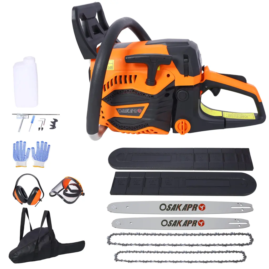 62Cc Gas Powered Chainsaw, 2 Cycle Petrol Handheld Cordless Chain Saw g-h