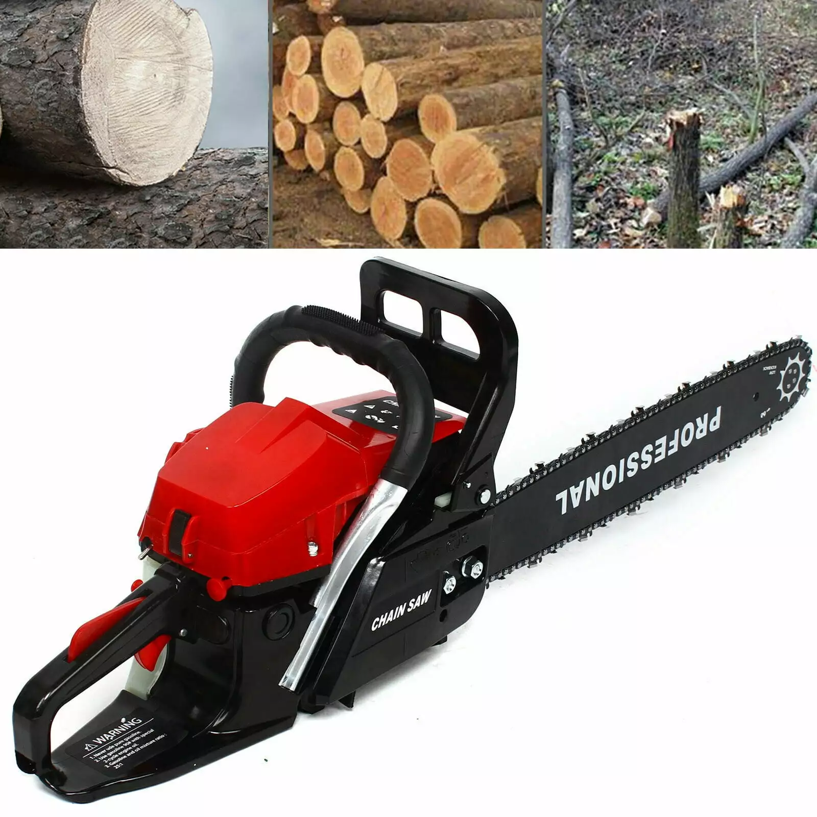 62CC 2-Stroke 20 Chainsaw. Travel-friendly Gas Powered Chain saws. Handed Petrol Woodcutting Saw Gasoline Chain Saw Cuttin...
