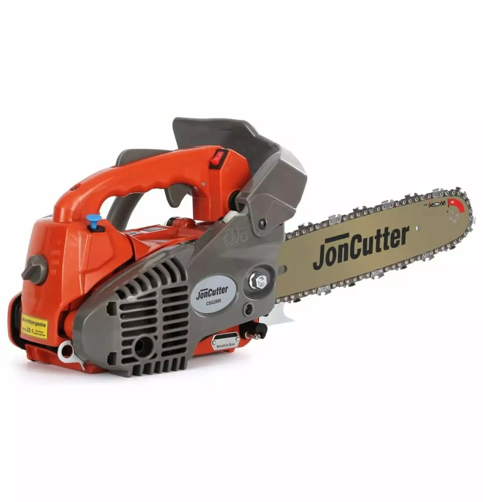 25.4cc JonCutter G2500 Handle Arborist Gasoline Chainsaw Power Head 12inch Bar and Saw Chain .3/8 LP .050 45DL YeSayH